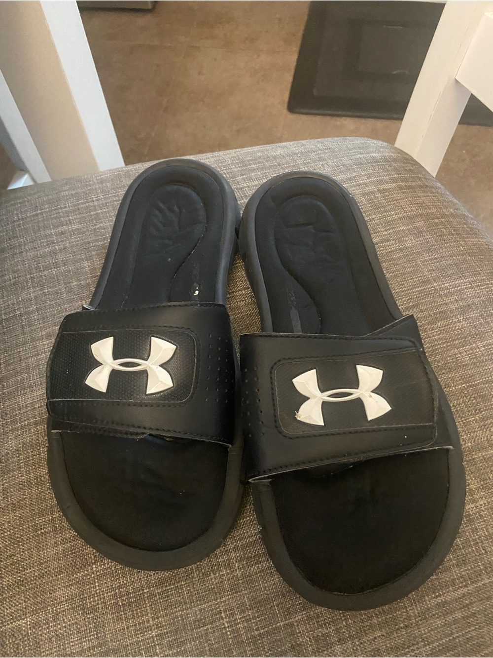 Under Armour Kids Black Slide Sandals with White Logo Accent